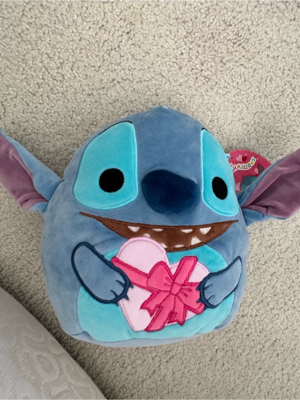 Disney Blue Stitch Plush with Pink Heart Bow Squishmallow